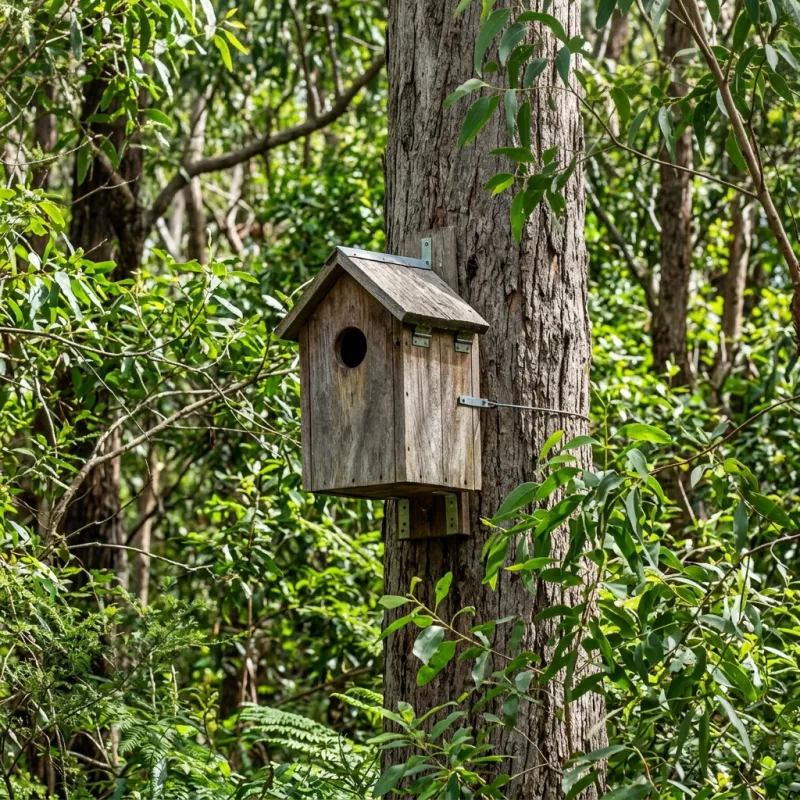 Animal nesting box installed as a humane alternative to a Moolap roof cavity